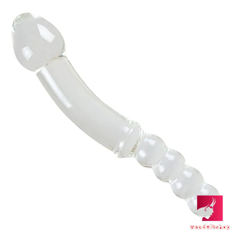 10.43in Large Long See Through Glass Dildo With Anal Beads