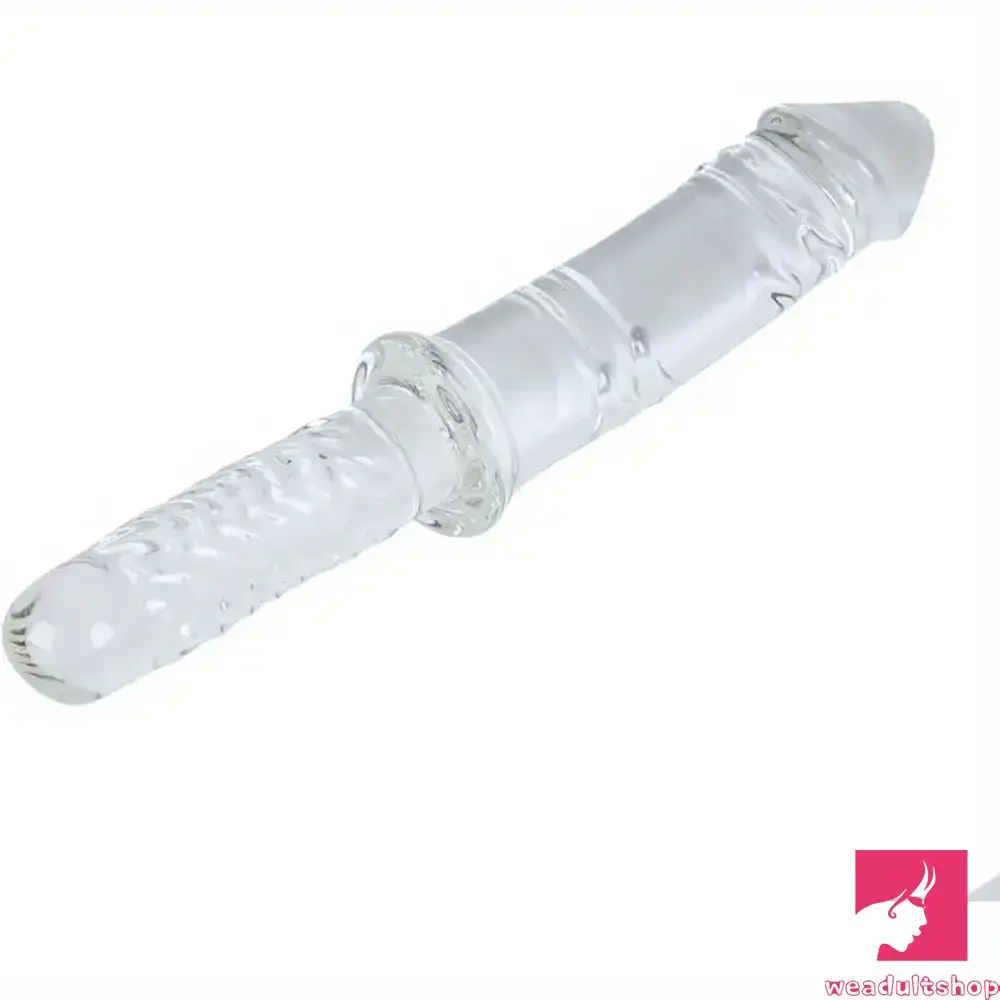 11.4in Realistic Clear Glass Crystal Dildo For Hands-Free Clit Play