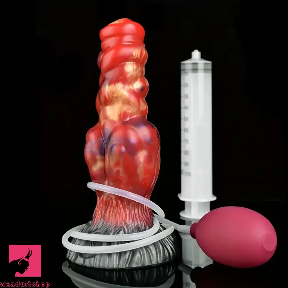 7.68in Fantasy Dog Kotted Silicone Soft Ejaculating Dildo For Women