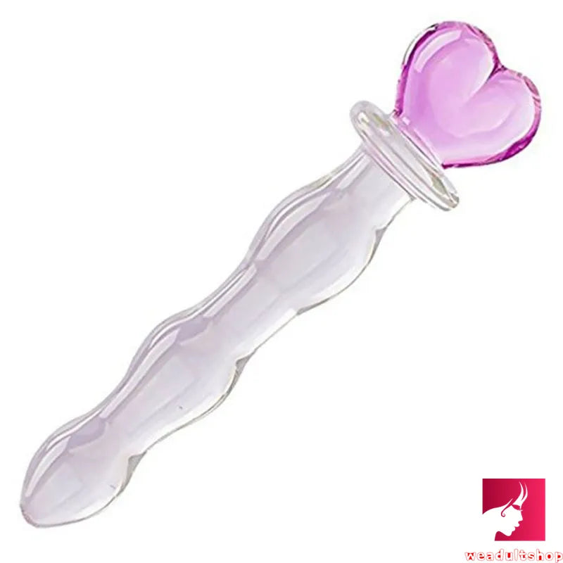 8.27in Cute Heart Design Head Glass Wand Dildo For G Spot