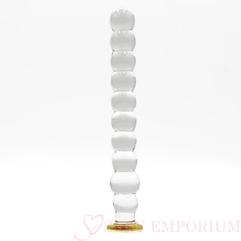 8 Inch Bubble Ribbed Glass Dildo