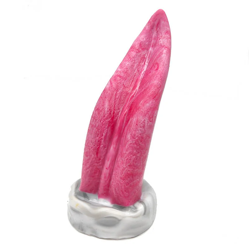 8in Realistic Tongue Pink Dildo Silicone Anal Plug