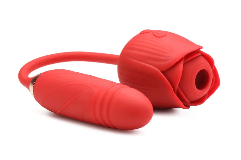 Bloomgasm Romping Rose Suction and Thrusting  Vibrator - Red