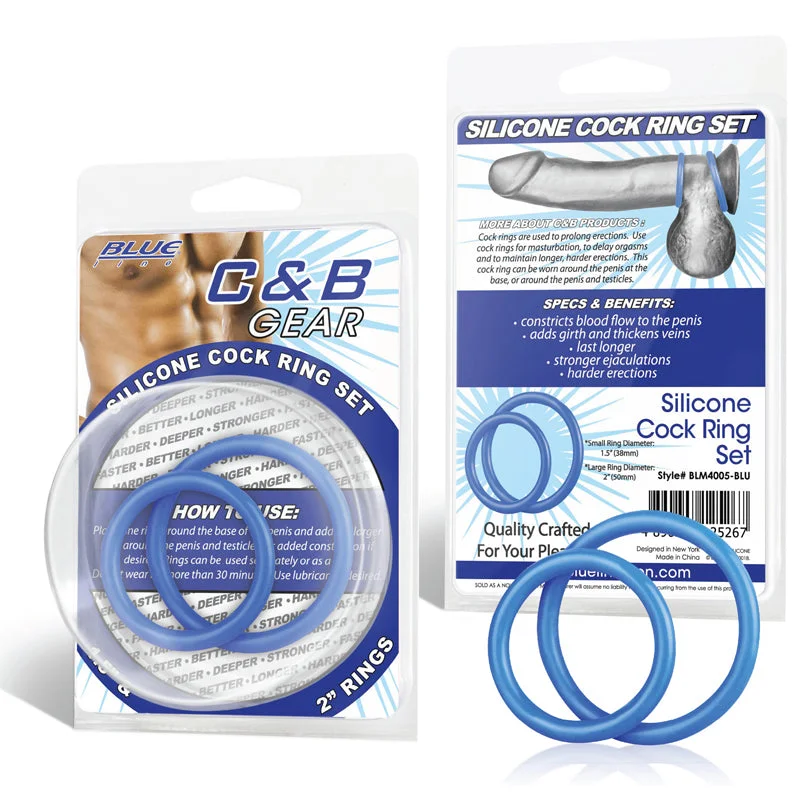 Blue Line C&B Gear 3-Piece Silicone Cock Ring Set Blue