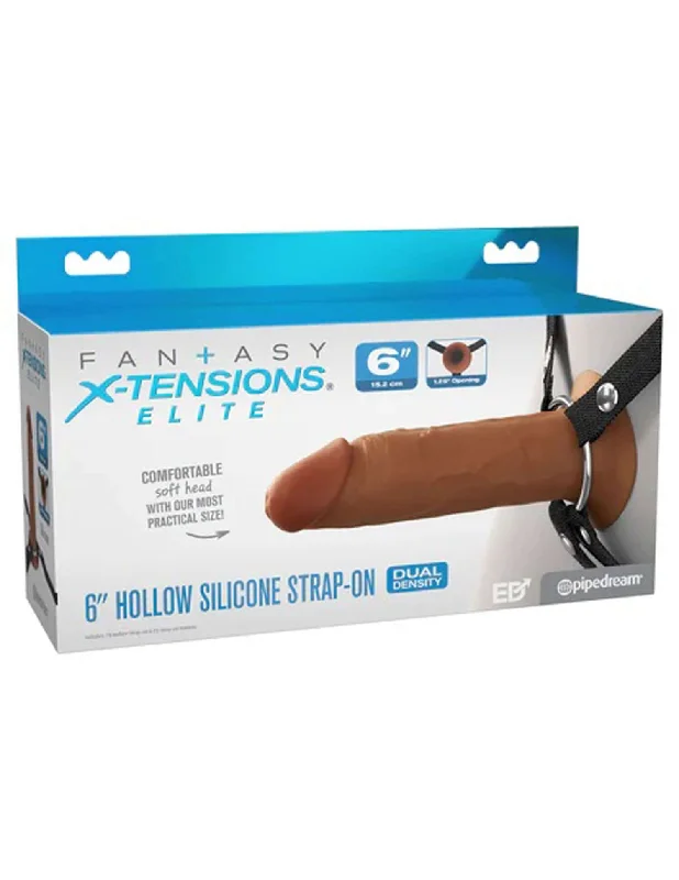 Fantasy X-Tensions Elite 6 inches Silicone Hollow Strap Dual Density Brown