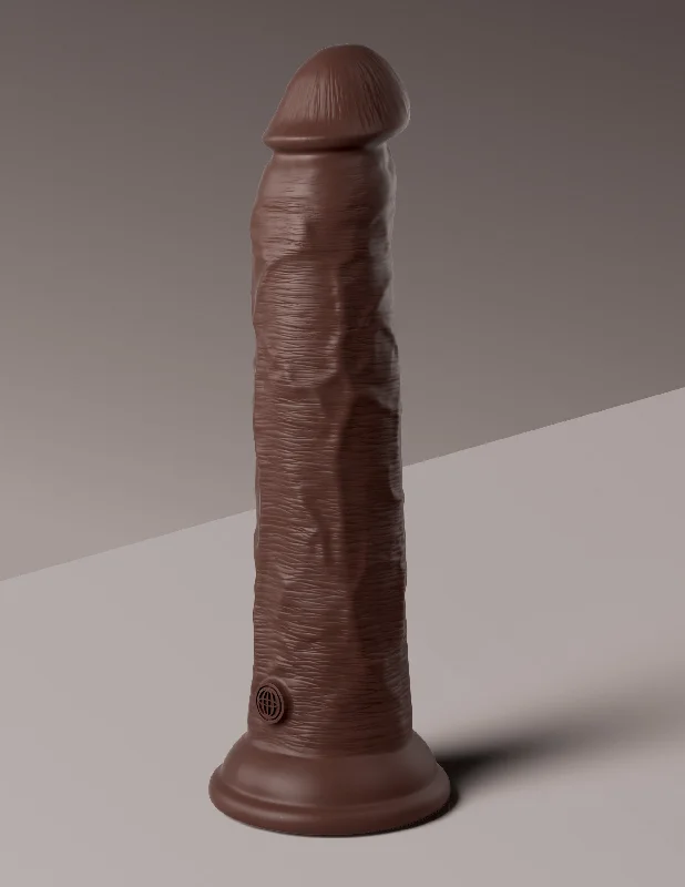 King Cock Elite 9 Inch Vibrating Silicone Dual  Density Cock With Remote - Brown