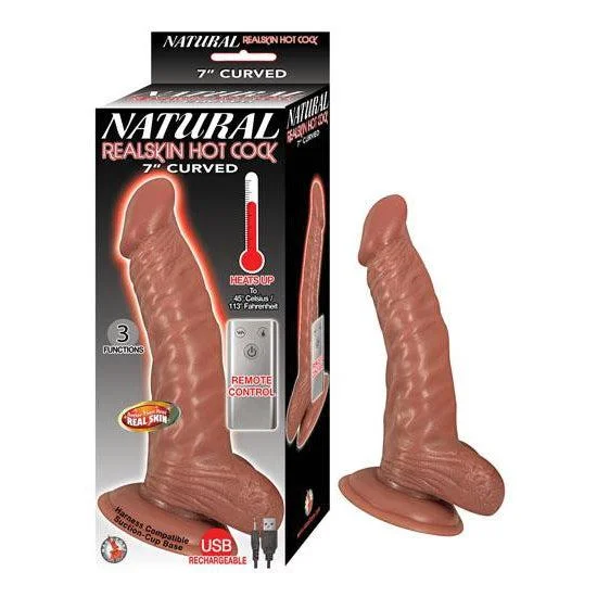 Natural Realskin Hot Cock Curved 7" - Brown