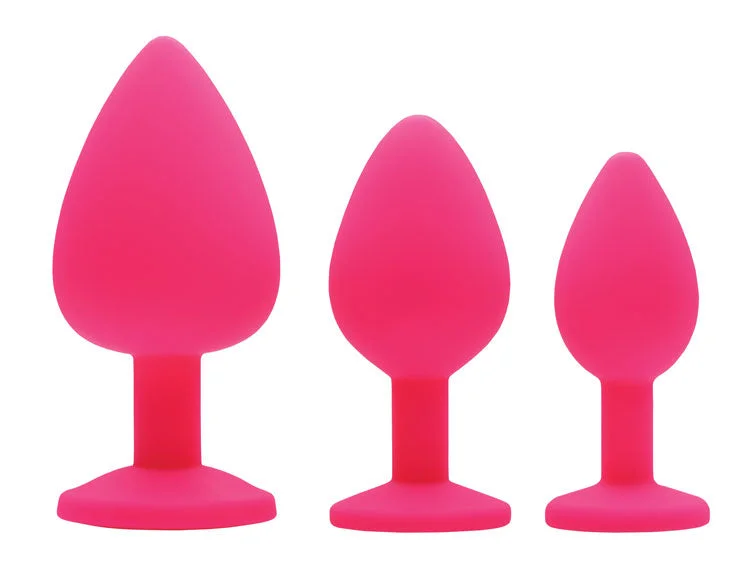 3pc Silicone Gemed Anal Plugs