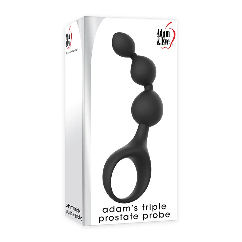 Adam & Eve Adam's Triple Prostate Probe Silicone Anal Beads Prostate Massager Black