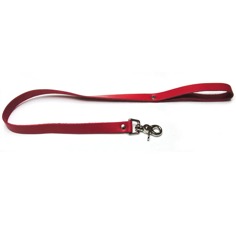 KinkLab Bondage Basics Leather Leash (Red)