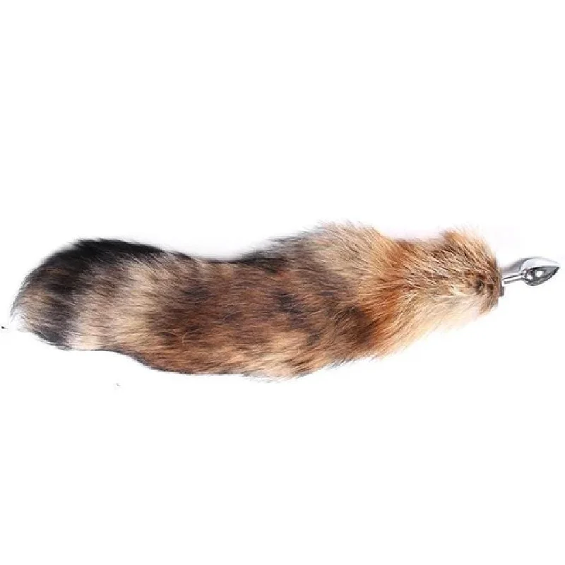 17" Brown Wolf Tail Stainless Steel Plug