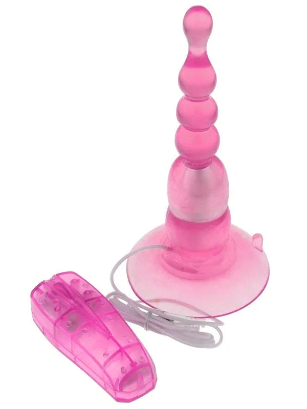 Pink Vibrating Anal Bead Butt Plug