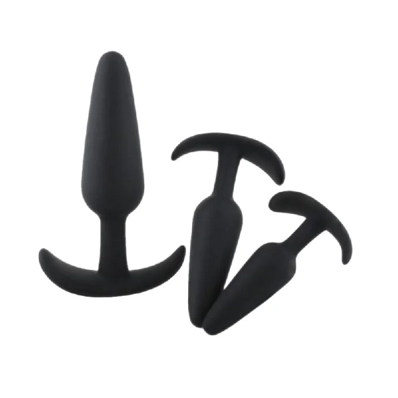 Sai-Shaped Black Silicone Plug Men 3.27 to 4.84" Long