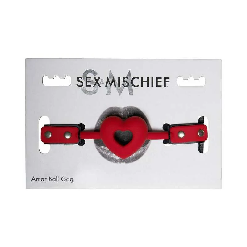 Sportsheets Sex & Mischief Amor Breathable Heart-Shaped Silicone Ball Gag Red