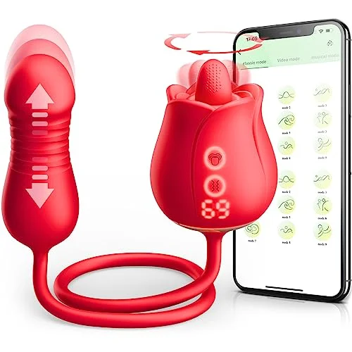 IvoryEss - Rose Vibrator with Rotating Tongue & Thrusting Vibrator