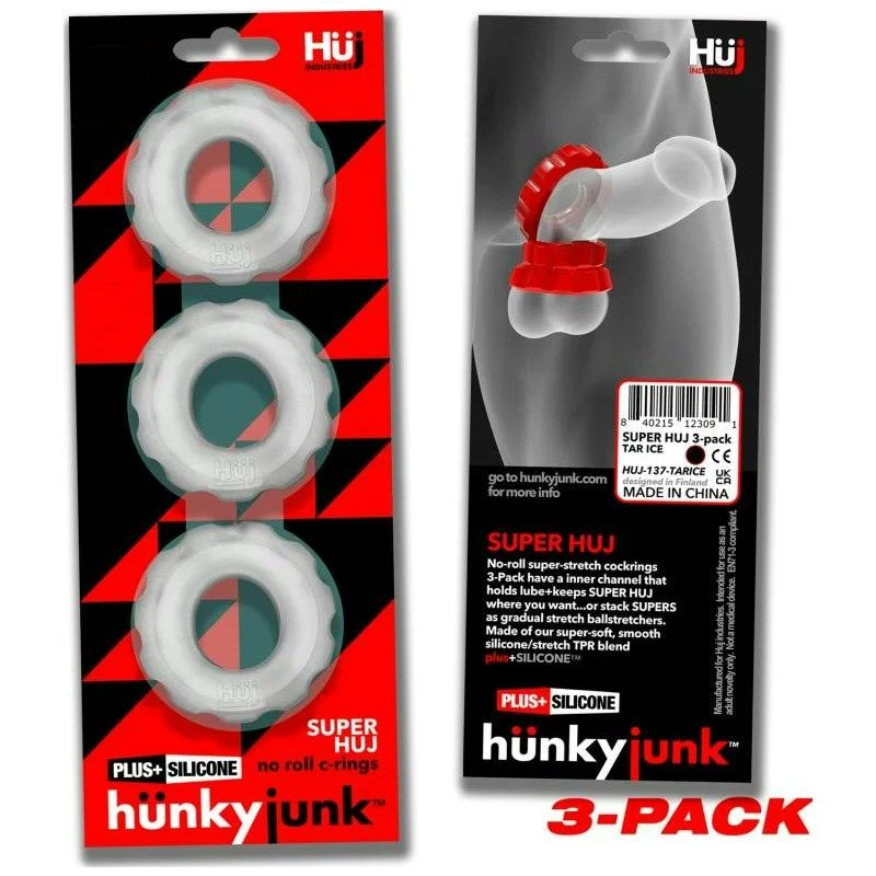 Super Hunkyjunk 3 Pc Cockrings Clear Ice